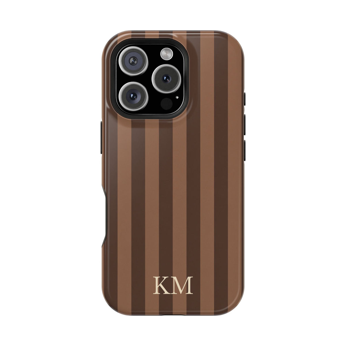 Heritage brown stripe print on a custom MagSafe case