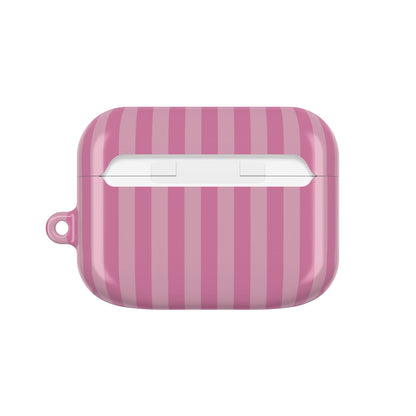 Pink Stripe AirPods case — back view with full-wrap stripe print