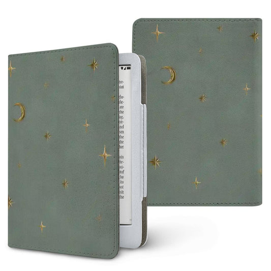 Sage Crescent Moon Kindle case, printed front and back, fits Kindle Paperwhite 6.8 and 7 inch and Colorsoft
