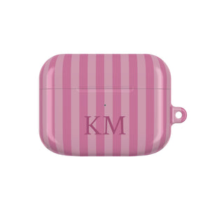 Pink Stripe Monogram AirPods Case