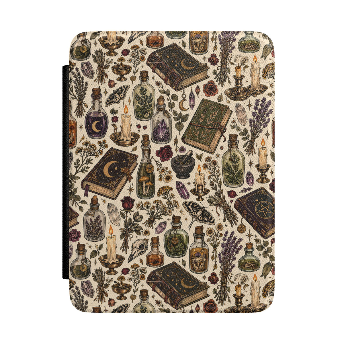 Herbalist's Apothecary Kindle case — witchy apothecary print on cream, gift for book lovers