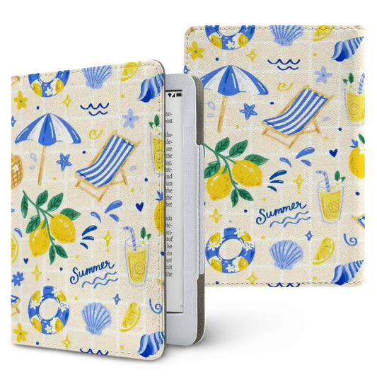 Summer Seaside Kindle case, printed front and back, fits Kindle Paperwhite 6.8 and 7 inch and Colorsoft