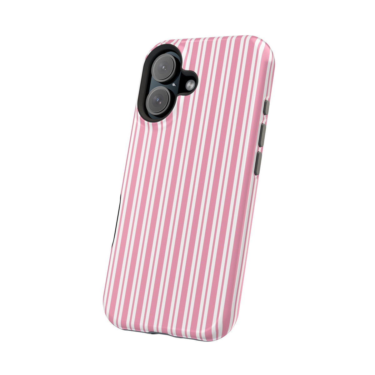 Pink Candy Stripe MagSafe case in glossy finish