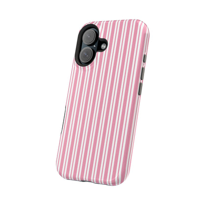 Pink Candy Stripe MagSafe case in glossy finish