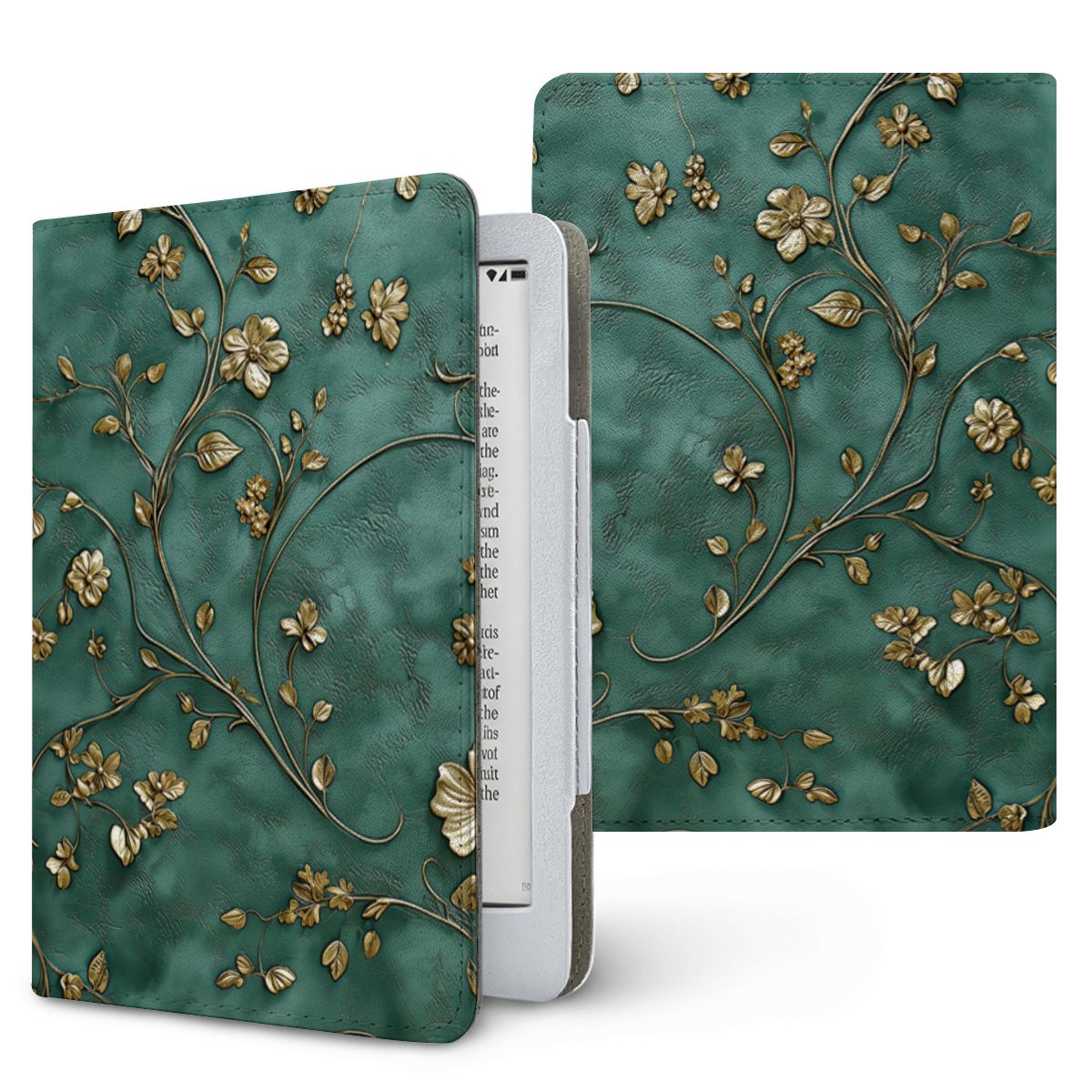 Antique Gold Blossom Kindle case, printed front and back, fits Kindle Paperwhite 6.8 and 7 inch and Colorsoft