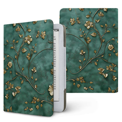 Antique Gold Blossom Kindle case, printed front and back, fits Kindle Paperwhite 6.8 and 7 inch and Colorsoft