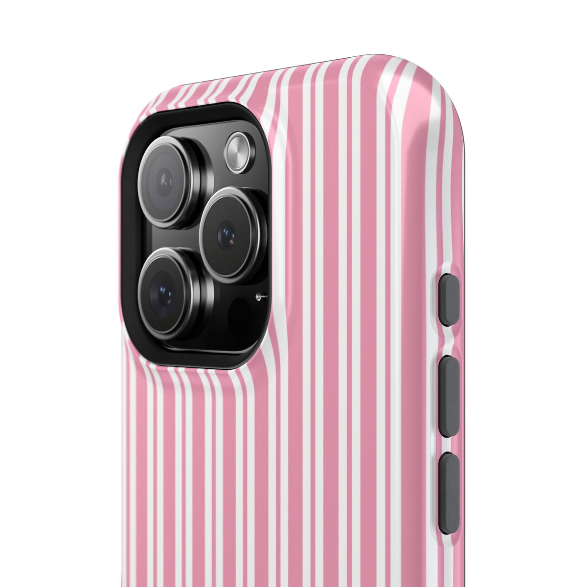 Pink Candy Stripe case with black TPU inner lining visible