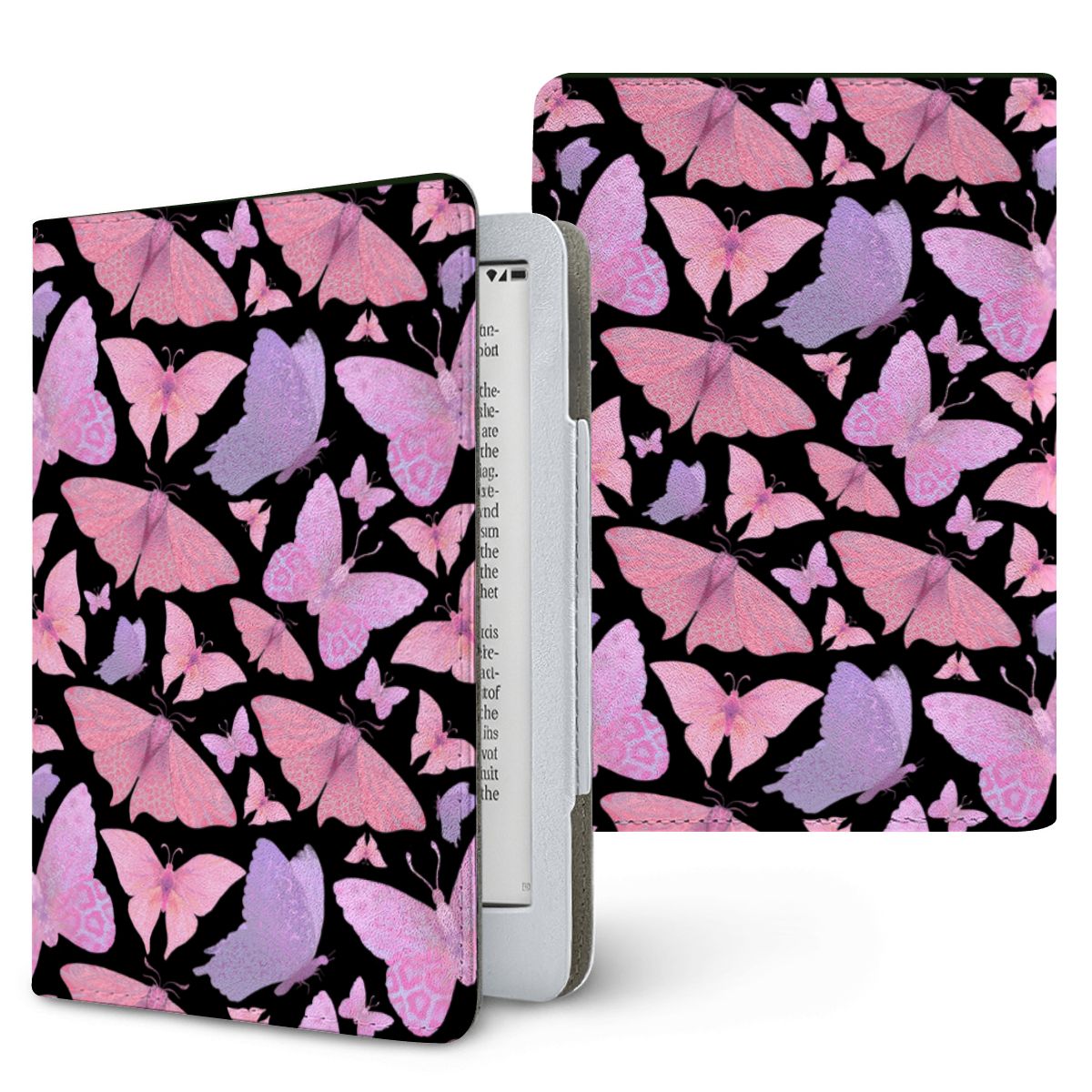 Pink Butterfly Flutter Kindle case — butterfly, printed front and back