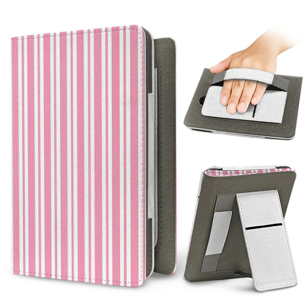 Pink Candy Stripe Kindle case for Kindle Paperwhite, view 2