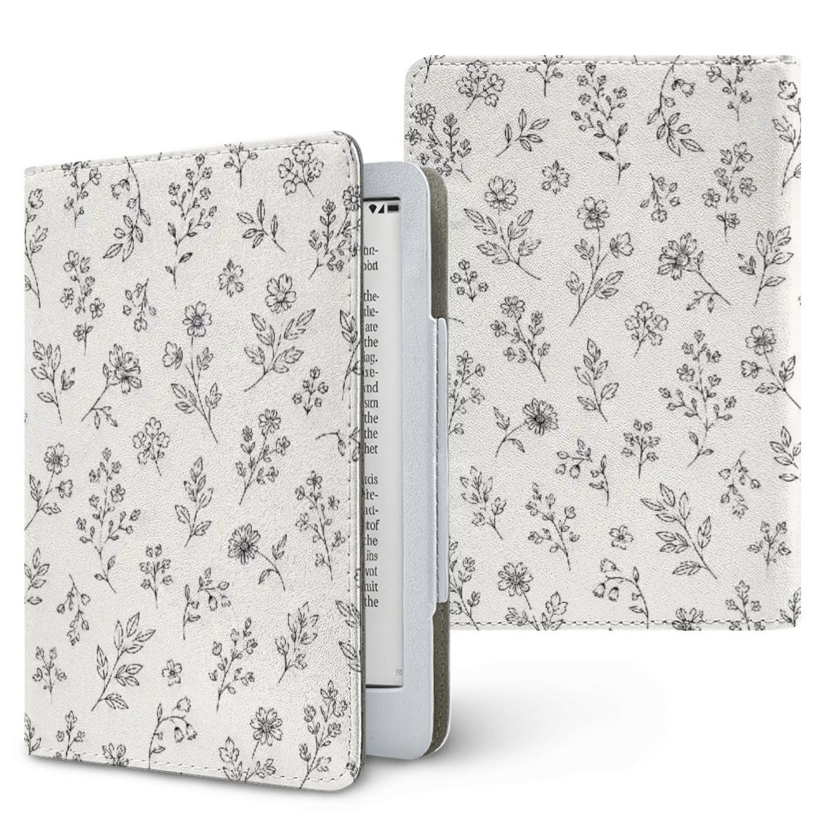 Line Art Wildflower Kindle case, printed front and back, fits Kindle Paperwhite 6.8 and 7 inch and Colorsoft