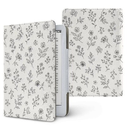 Line Art Wildflower Kindle case, printed front and back, fits Kindle Paperwhite 6.8 and 7 inch and Colorsoft