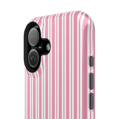 Pink striped phone case with raised screen lip