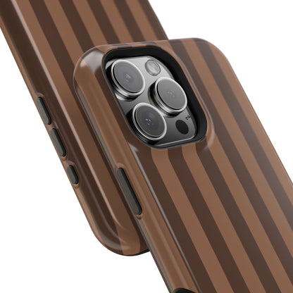 Personalized brown stripe case, initials in the lower corner