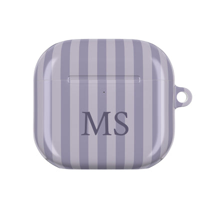 Lilac and lavender striped AirPods case with custom initials — Case Noir