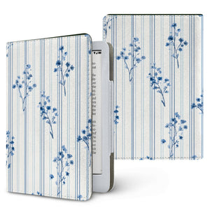Blue Floral Pinstripe Kindle Case