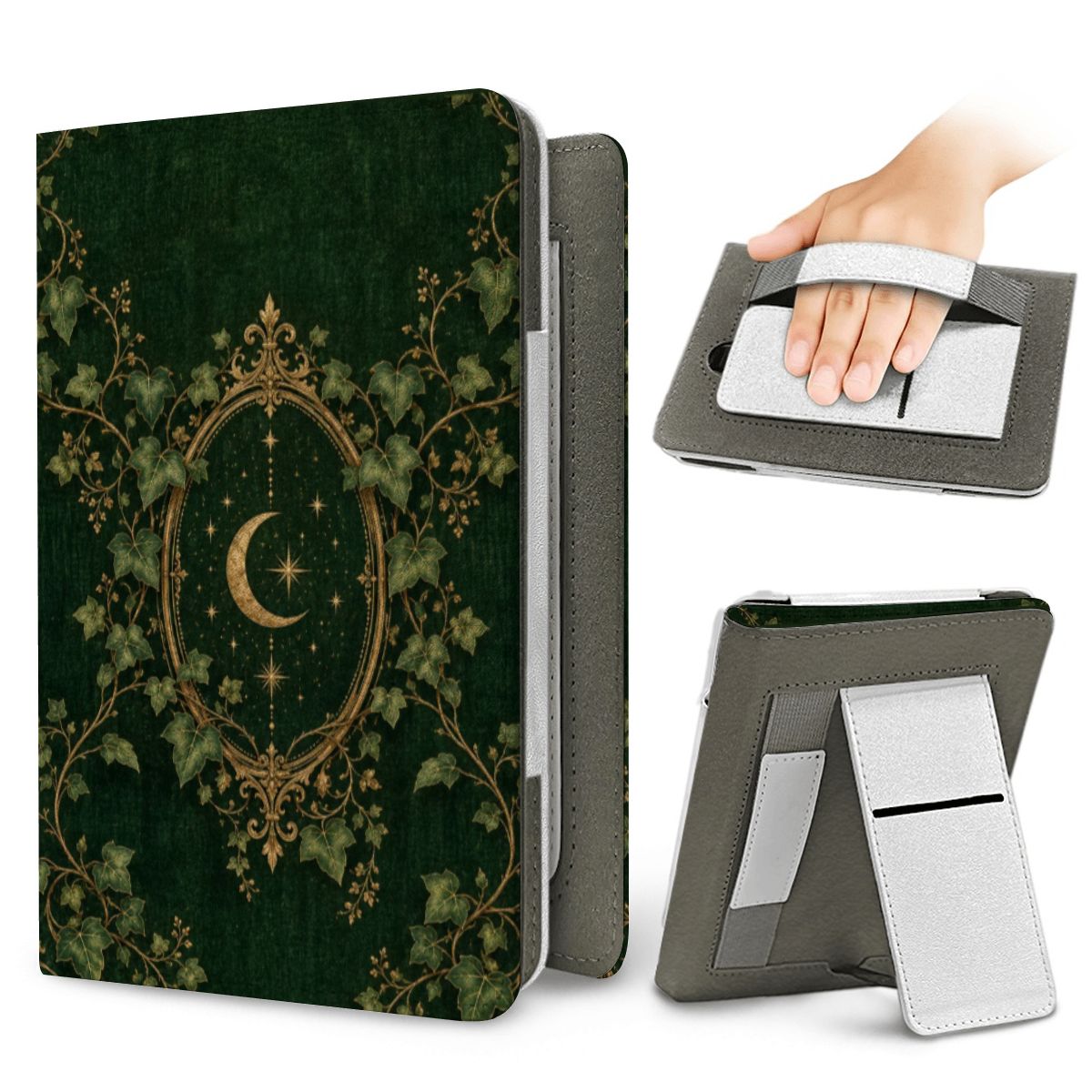 Ivy Bound Volume Kindle case — elastic hand strap and fold-out stand on the back