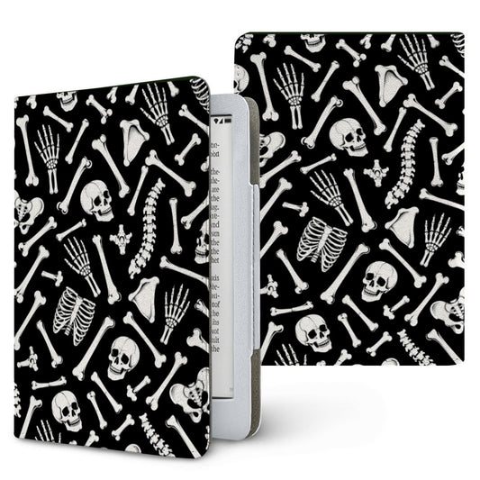 Skeleton Bones Kindle case — gothic anatomy folio, printed front and back