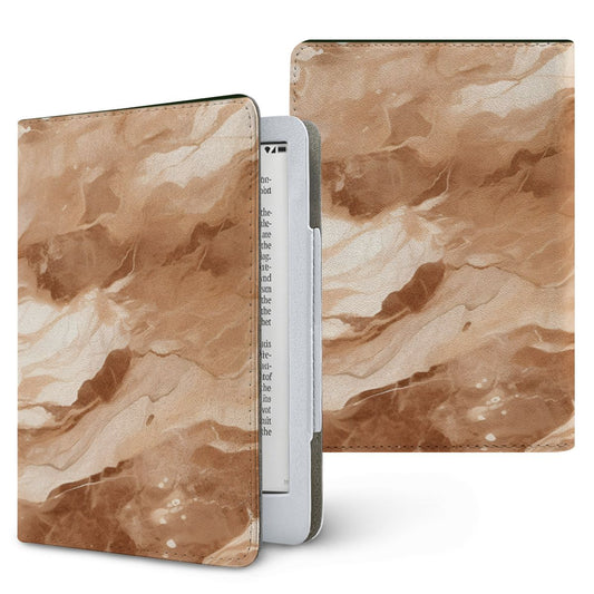 Caramel Marble Kindle case — warm stone, printed front and back