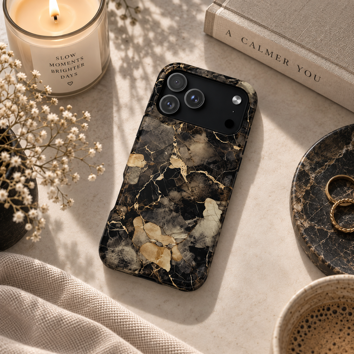 Black & Gold Marble Phone Case — MagSafe Compatible