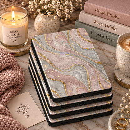 Rose quartz marble Kindle case in vegan leather — view 5