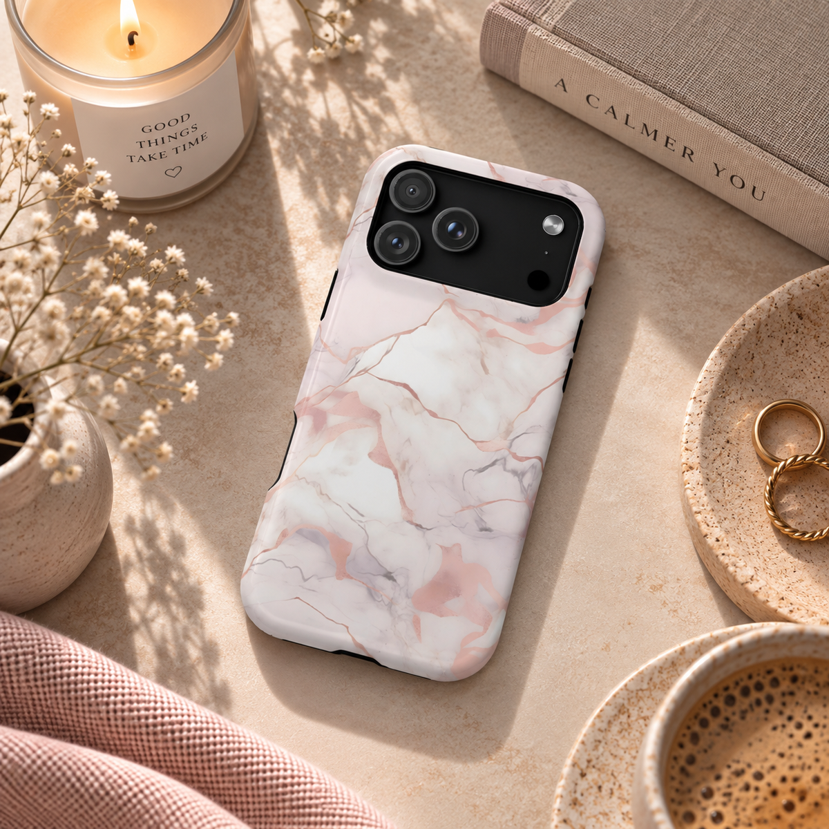 Blush marble MagSafe iPhone case — view 2