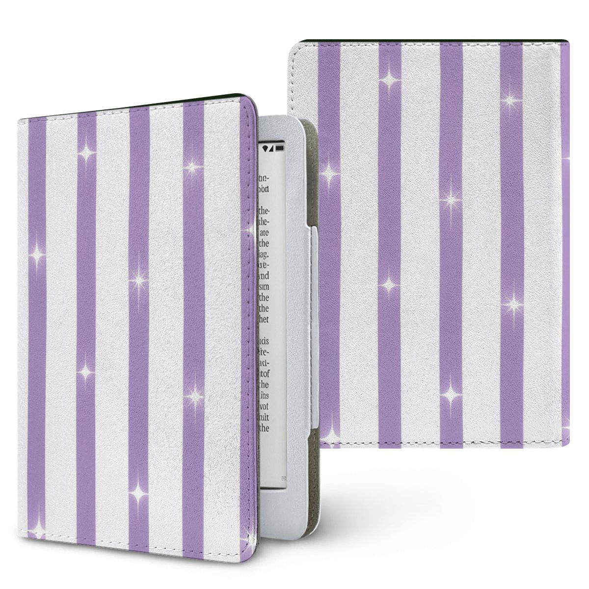 Lilac Sparkle Stripe Kindle case — lilac stripe, printed front and back