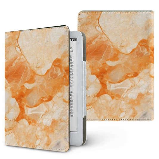 Apricot Marble Kindle case — warm coral, printed front and back