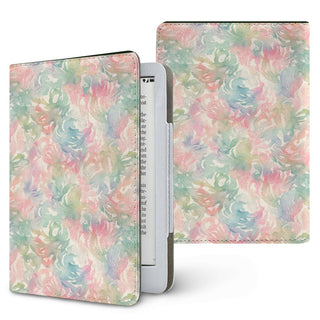 Watercolor Bloom Kindle case — pastel floral, printed front and back
