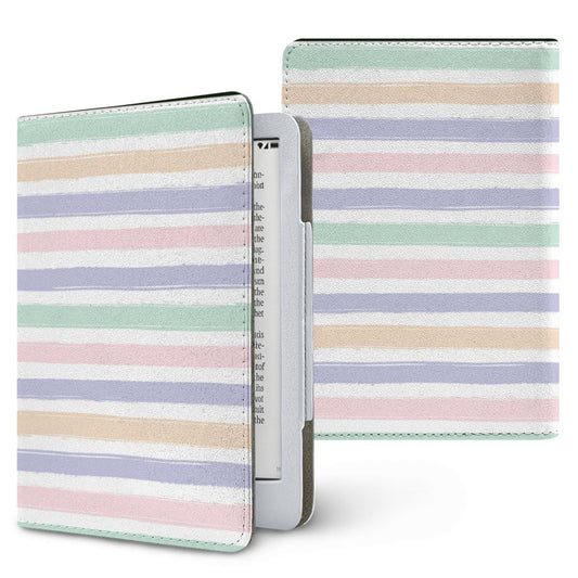 Pastel Brushstroke Stripe Kindle case — pastel, printed front and back