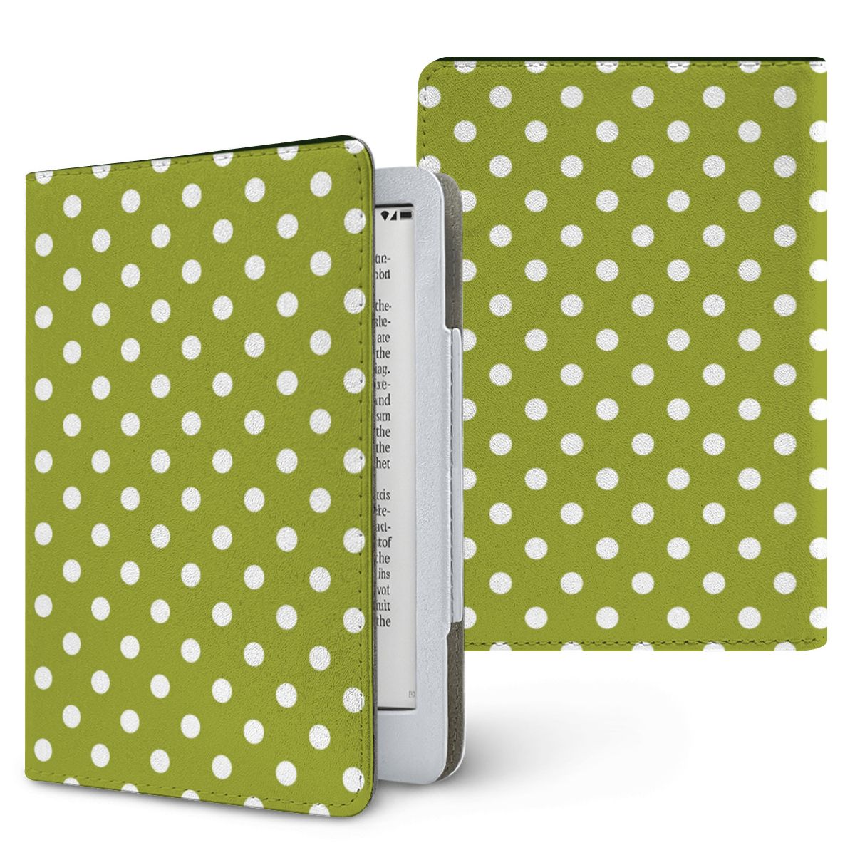Chartreuse Polka Dot Kindle case — lime dot, printed front and back