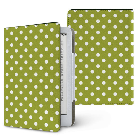 Chartreuse Polka Dot Kindle case — lime dot, printed front and back