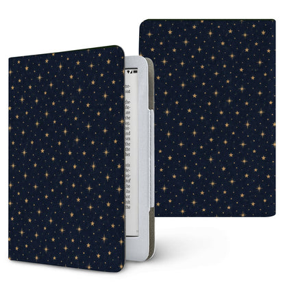 Gold Stars Navy Kindle case — tiny gold stars on deep midnight navy, printed front and back