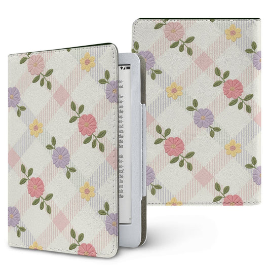 Cottage Floral Lattice Kindle case — pastel floral, printed front and back
