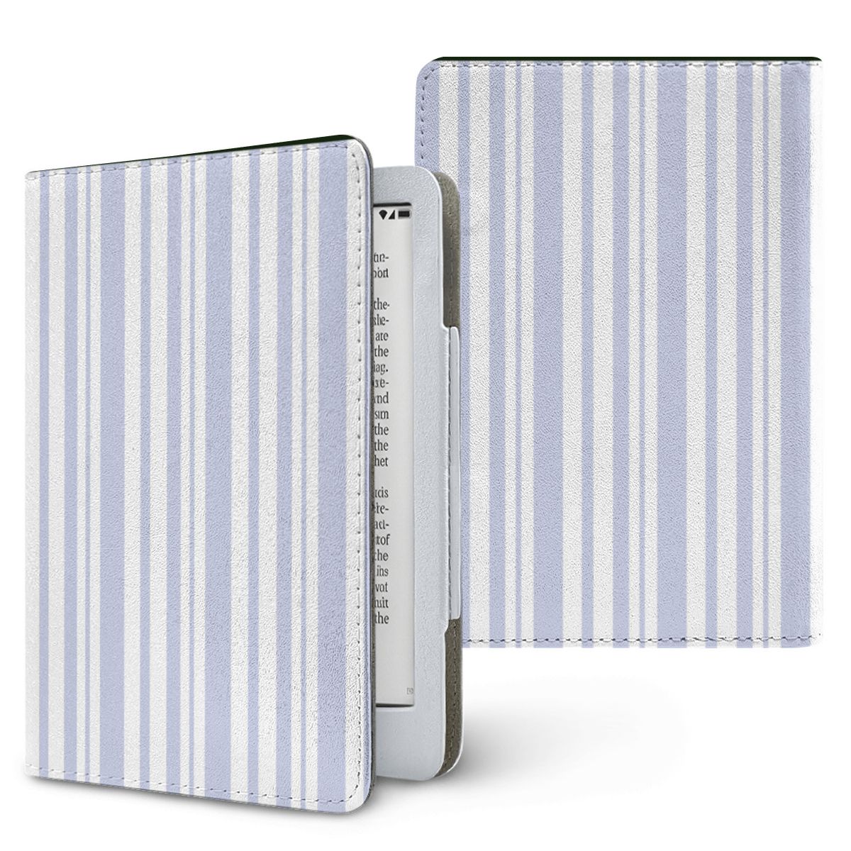 Periwinkle Ticking Stripe Kindle case — periwinkle, printed front and back