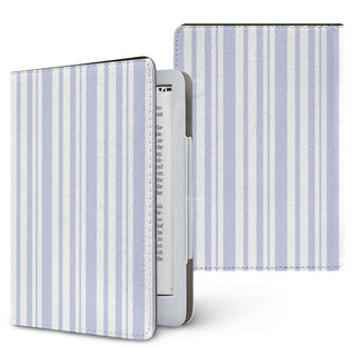 Periwinkle Ticking Stripe Kindle case — periwinkle, printed front and back