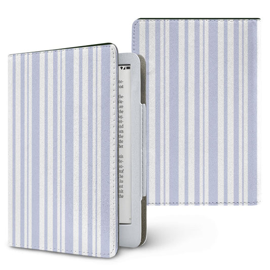 Periwinkle Ticking Stripe Kindle case — periwinkle, printed front and back