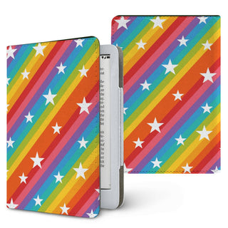 Rainbow Star Stripe Kindle case — rainbow, printed front and back