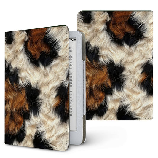Tricolor Cowhide Kindle case — cow print, printed front and back
