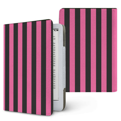 Pink & Black Stripe Kindle case — bold stripe, printed front and back