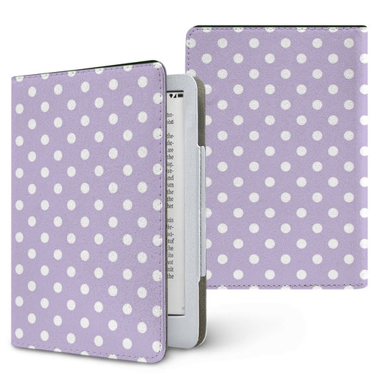 Lilac Polka Dot Kindle case — lilac dot, printed front and back