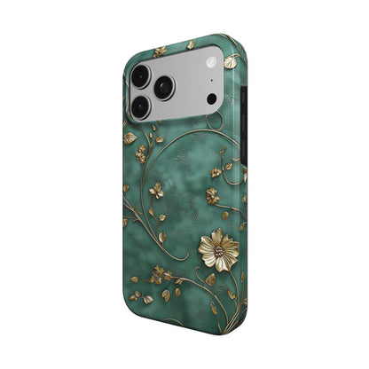 Antique Gold Blossom phone case – MagSafe iPhone case, detail view