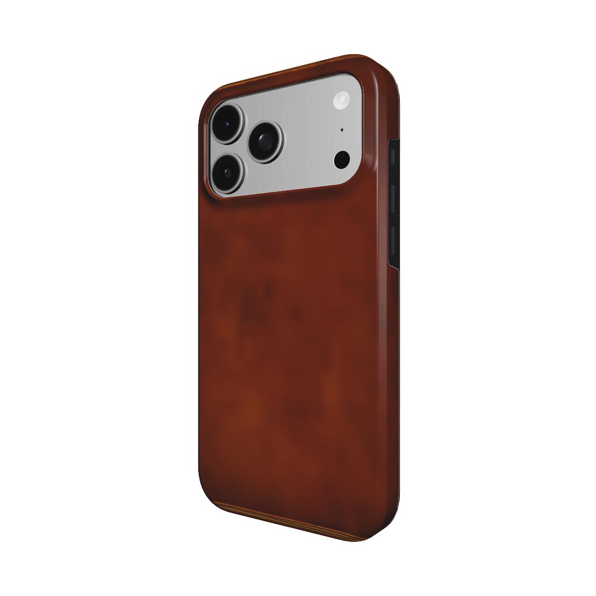 Antique Leather Book phone case – MagSafe iPhone case, angled view