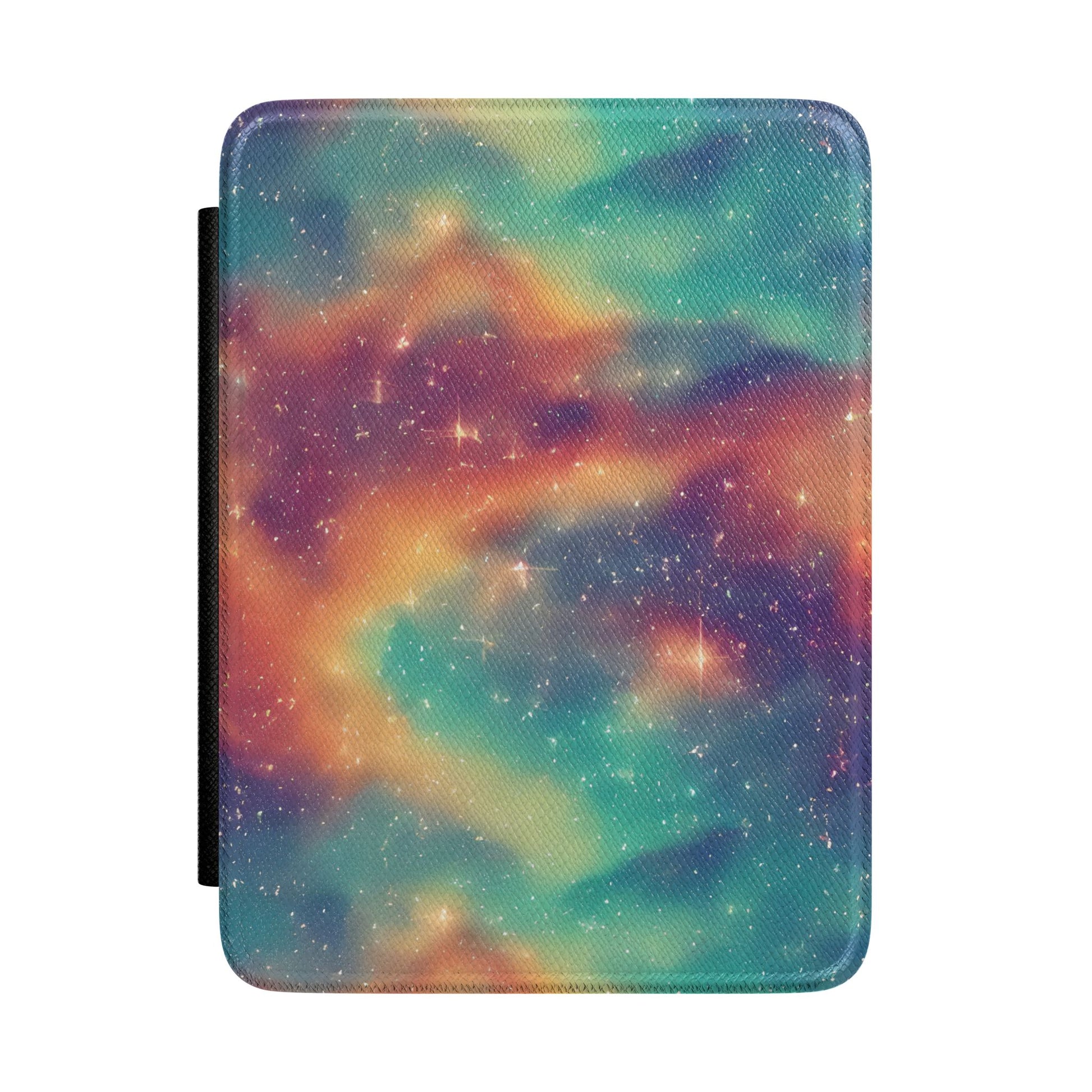 Teal amber and plum nebula Kindle Paperwhite case with stars front cover — Dark Romantasy celestial gift