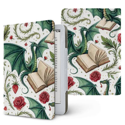Dragons & Books Kindle case, printed front and back, fits Kindle Paperwhite 6.8 and 7 inch and Colorsoft