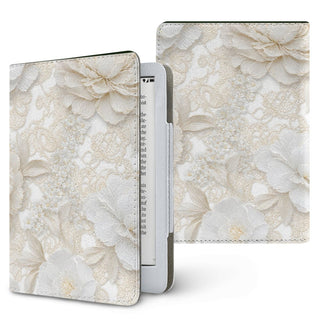 Ivory Lace Peony Kindle case — ivory floral, printed front and back