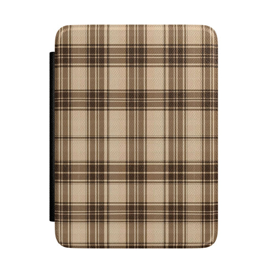 Beige and Brown Classic Tartan Kindle Case - front view