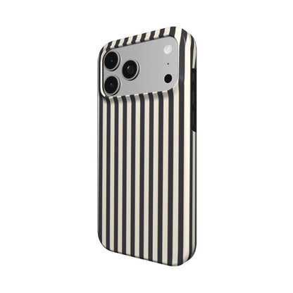Black & Cream Stripe phone case – MagSafe iPhone case, angled view