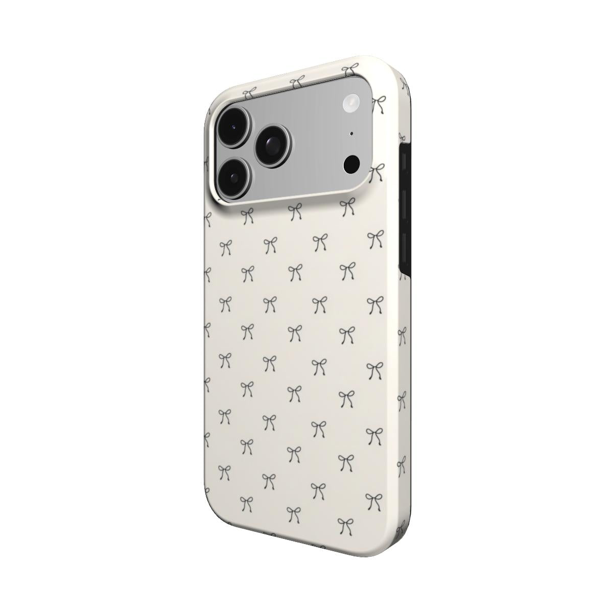 Black Bows phone case – MagSafe iPhone case, angled view