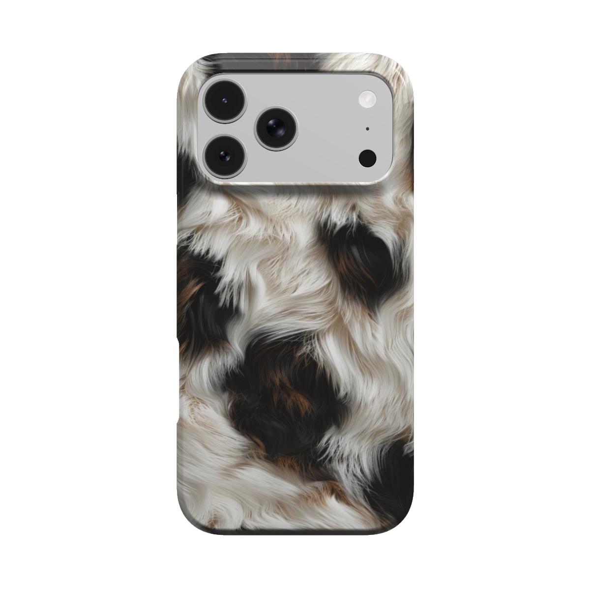Black Cowhide phone case – MagSafe iPhone case, front view