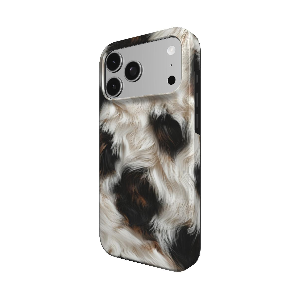 Black Cowhide phone case – MagSafe iPhone case, detail view